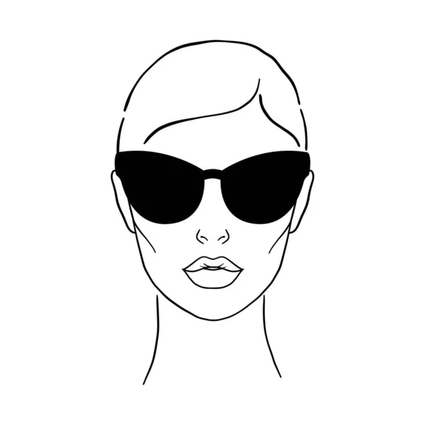 Junge Frau Mit Sonnenbrille Auf Weißem Hintergrund — Stockvektor