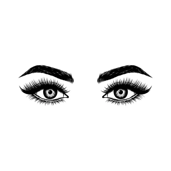 Hand Drawn Female Eyes Isolated White Background — Vettoriale Stock