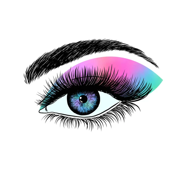 Hand Drawn Female Eye Isolated White Background — Archivo Imágenes Vectoriales