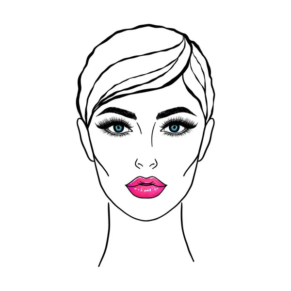 Sketch Young Woman White Background — Vector de stock