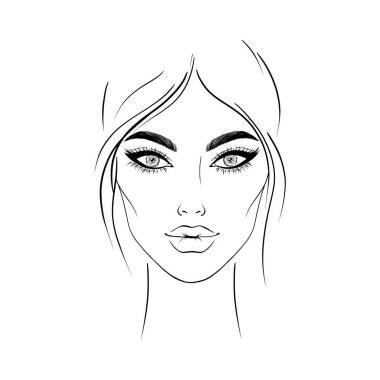 Sketch of young woman on white background.