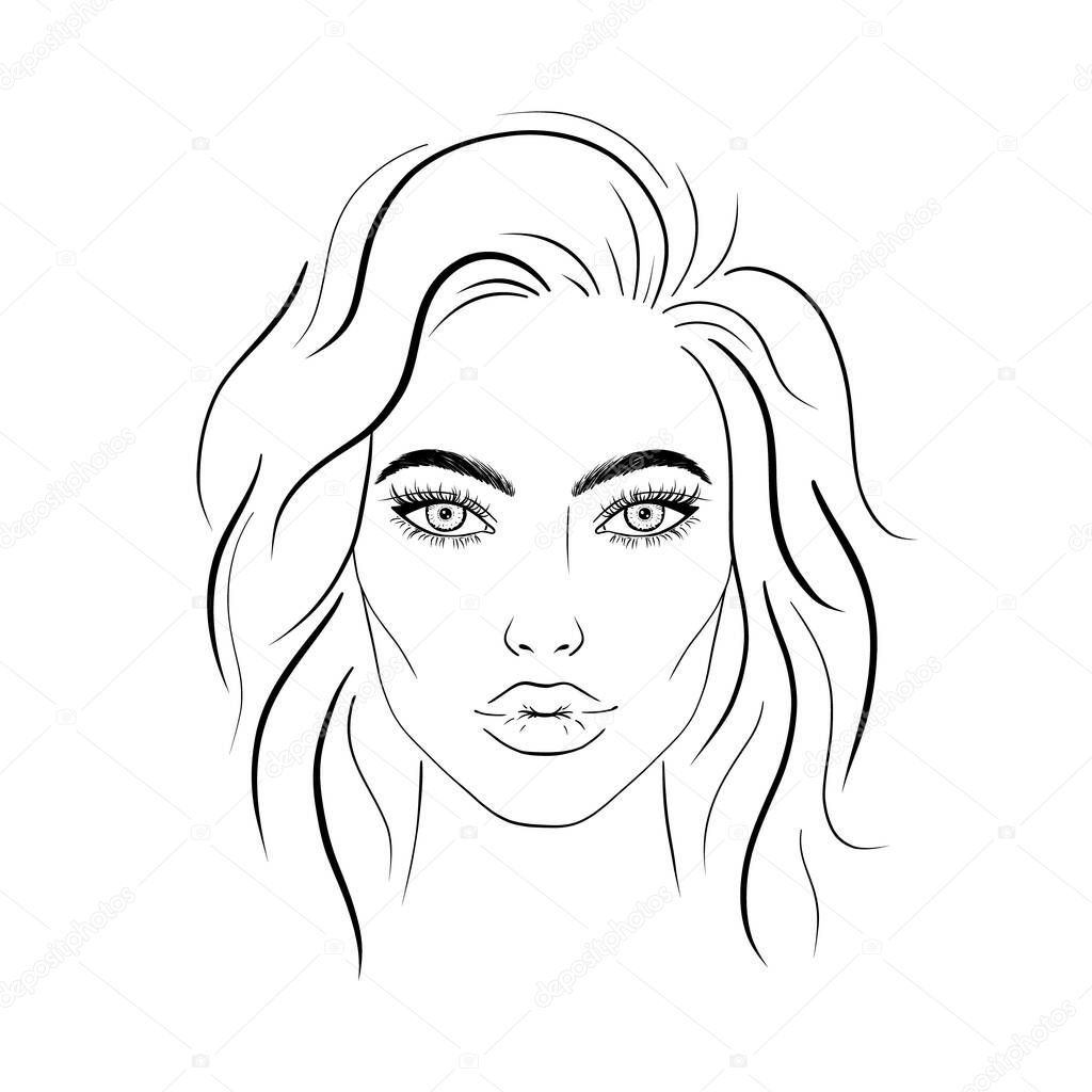 Portrait of young woman on white background.