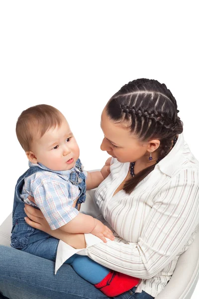 Glad mamma med pojke — Stockfoto