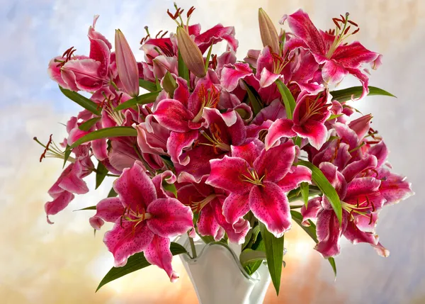 renkli bir arka plan üzerinde pembe lilyum