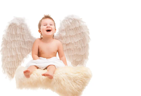 Bambino neonato con ali d'angelo — Foto Stock