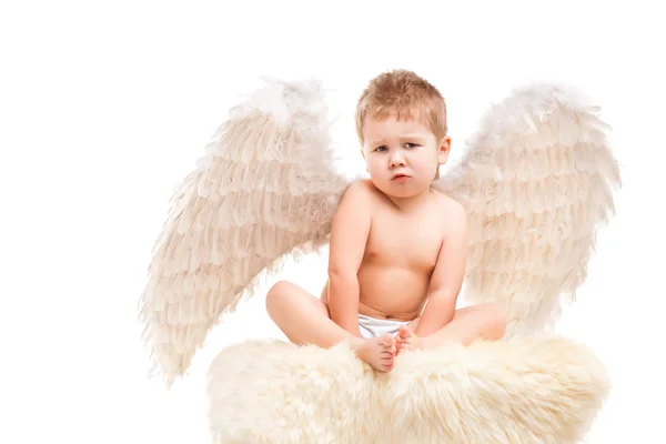 Bebê infantil com asas de anjo — Fotografia de Stock