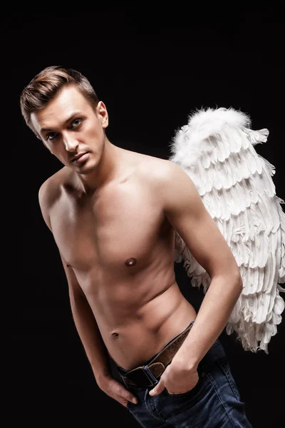 A portrait of a man with angel wings — Stock Photo, Image