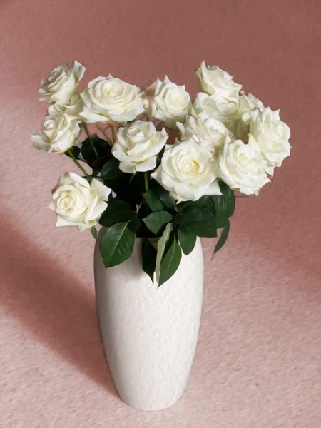 Weiße Rosen in einer Vase — Stockfoto