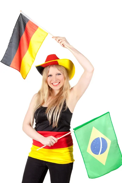 Piękny niemiecki fan piłki nożnej — Zdjęcie stockowe