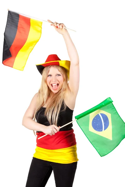 Piękny niemiecki fan piłki nożnej — Zdjęcie stockowe