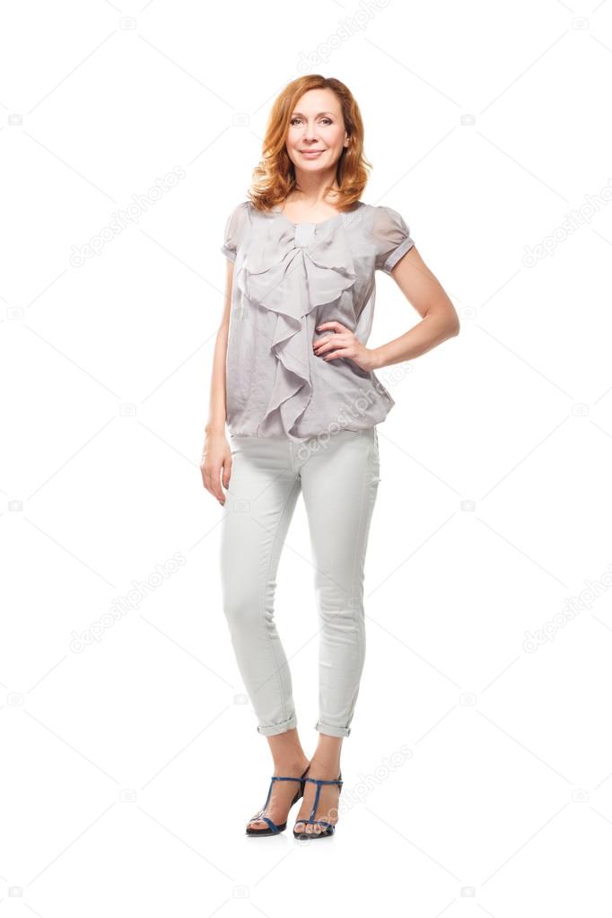 Adult woman full body standing on white background Stock Photo by ©Meggan  50877235