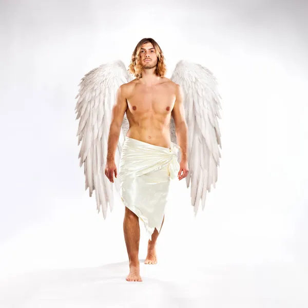 Handsome man angel. Isolated on white background. — Stock Photo, Image