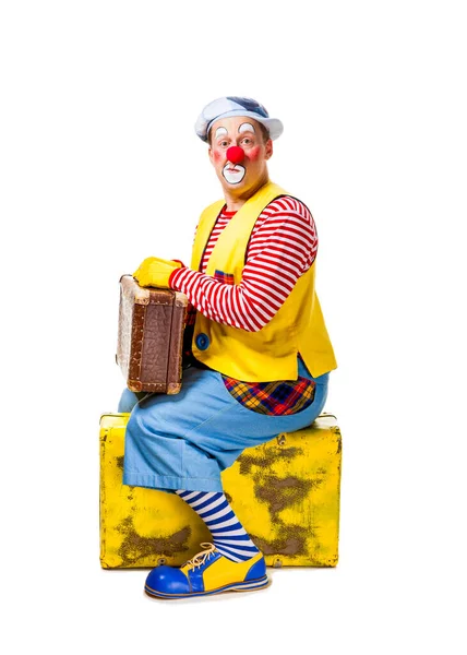 Rolig Clown Med Leende Glada Uttryck Isolerad Vit Bakgrund — Stockfoto