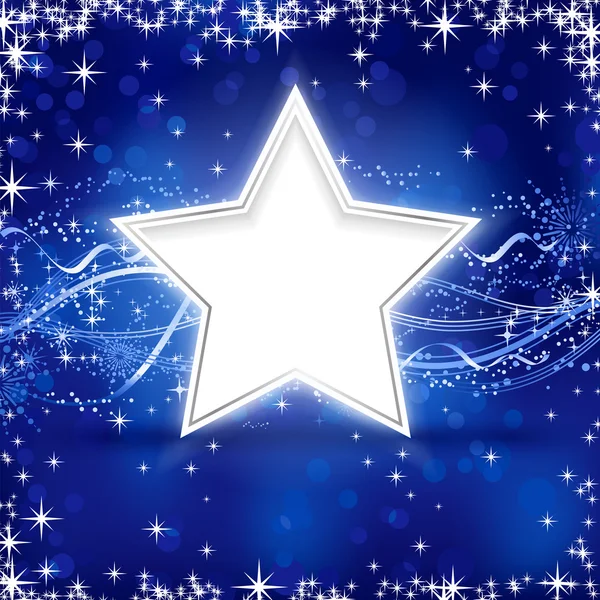 Blue silver Christmas star background — Stock Vector