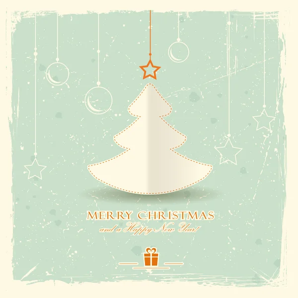 Christmas tree with hanging ornaments — Stock Vector