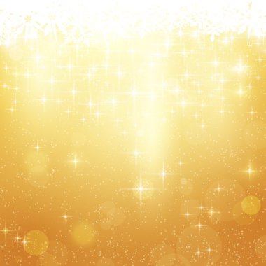 Altın christmas arka plan ile yıldızlar ve ışıklar