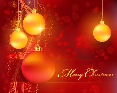 baubles ile kırmızı altın christmas bokeh arka plan