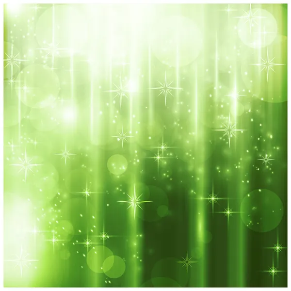 Elegante grüne Weihnachtskarte mit funkelnden Lichtern — Stockvektor
