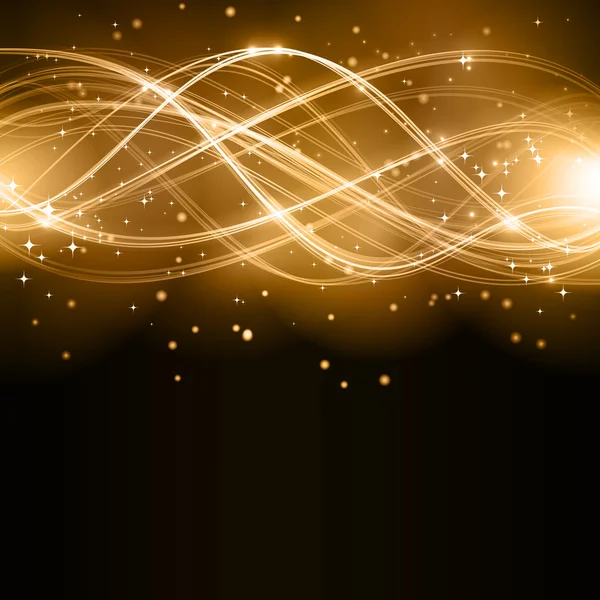 Modèle abstrait d'onde dorée avec des étoiles — Image vectorielle