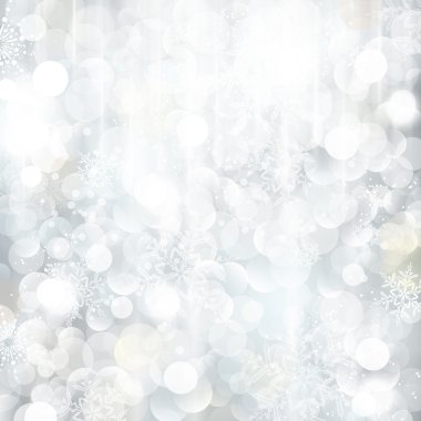 Glittering silver Christmas background with blurred lights