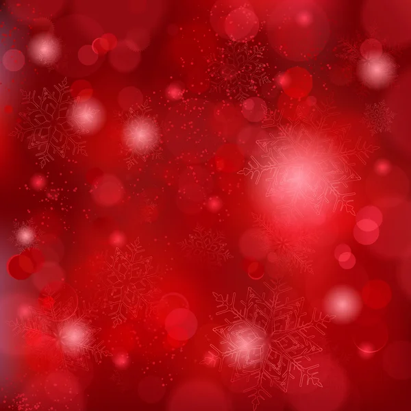 Hermoso fondo de copo de nieve rojo suave con luces bokeh — Vector de stock