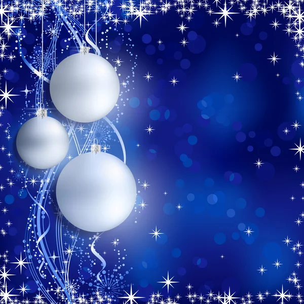 Argent fond bleu Noël avec boules suspendues Vecteurs De Stock Libres De Droits