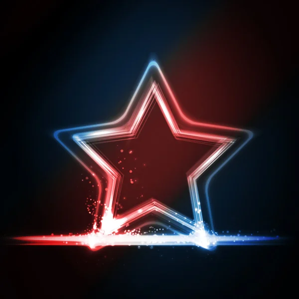 Rojo azul blanco marco brillante en forma de estrella — Vector de stock