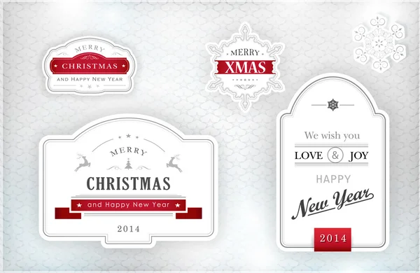 Étiquettes de Noël élégantes, emblèmes — Image vectorielle