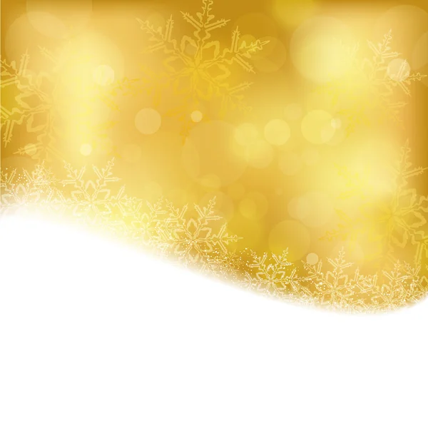 Zlatý Vánoční pozadí s rozmazané světly — Stockový vektor