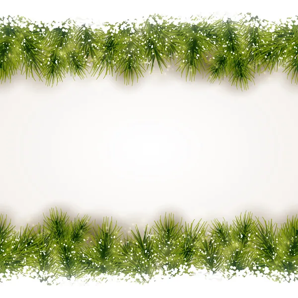 Seamless border of fir twigs with snow — Stock Vector