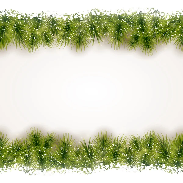 Seamless border of fir twigs with snow — Stock Vector