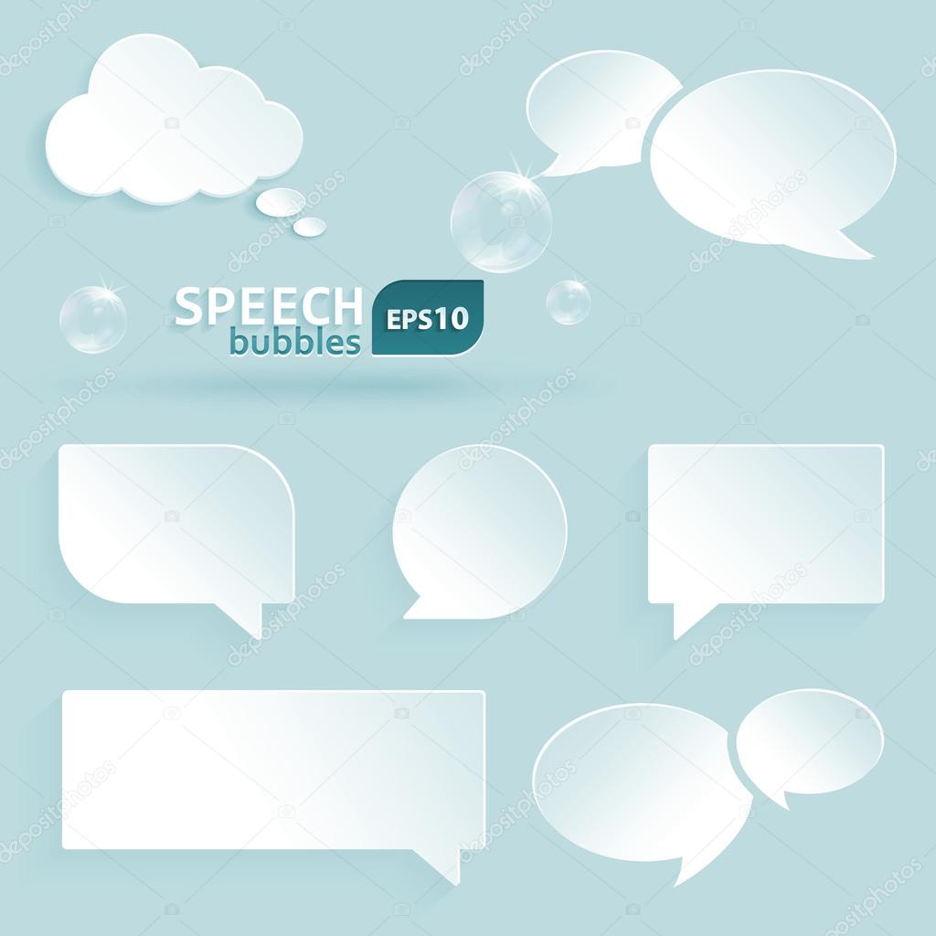 Set of paper speech bubbles