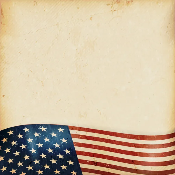 Grunge-Hintergrund mit welliger US-Flagge — Stockvektor