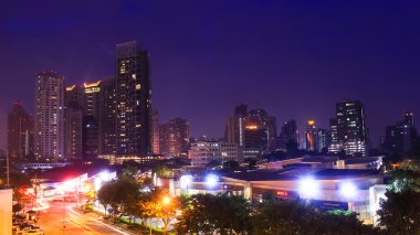 Cityscape gece Bangkok, Tayland