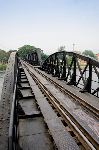Death Railway between Thailand and Burma.Bridge though river Kwa — Stock Photo, Image