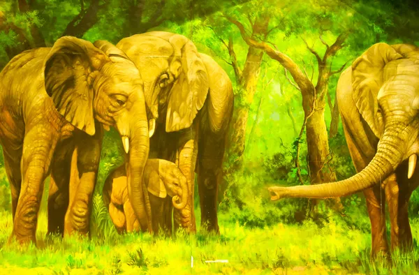 油画作品。一只大象 图库图片