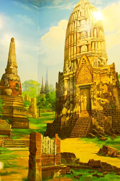 Olie schilderijen. stad ayutthaya in thailan — Stockfoto