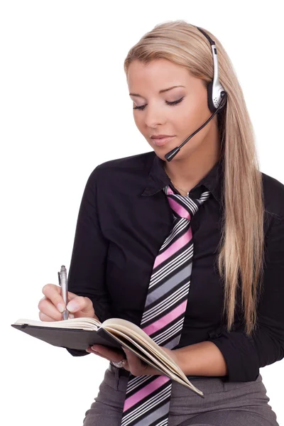 Recepcionista tomando mensajes — Foto de Stock