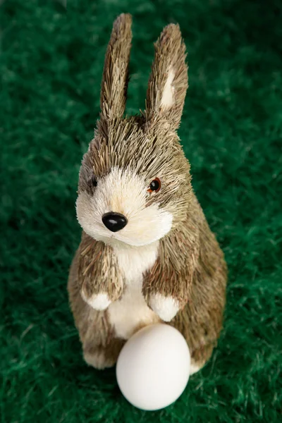 Маленький коричнево-белый пасхальный кролик — стоковое фото