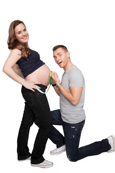 Funny pregnant couple — Stock Photo, Image