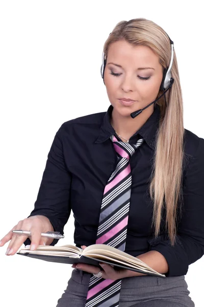 Blond call center agent — Stock fotografie