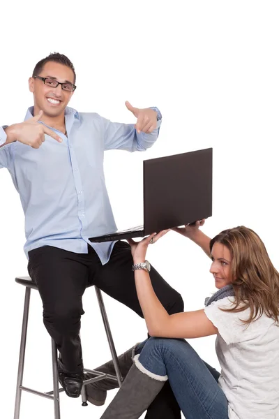 Male and female models in a studio — Stock Photo, Image