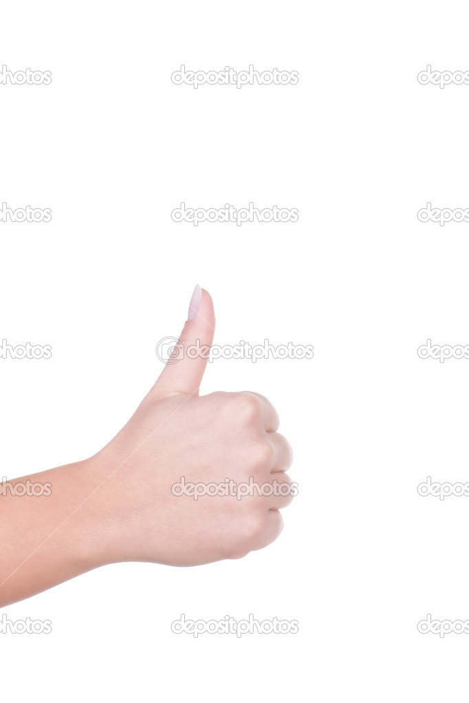 Female hand giving a thumbs up