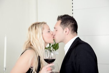 Romantic couple kissing clipart