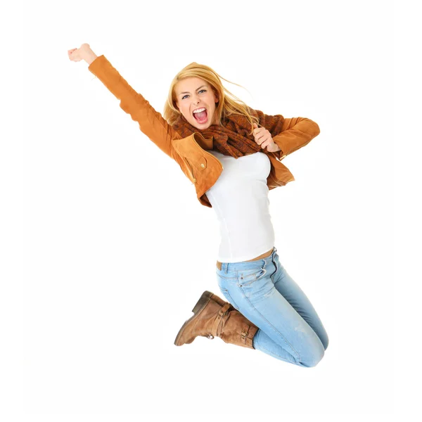 Springen met vreugde — Stockfoto