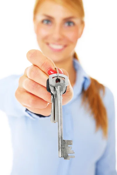 Dívka s klíčem — Stock fotografie