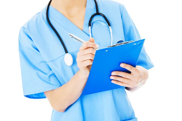 Midsection Of Nurse Writing On Clipboard — Stock Photo, Image