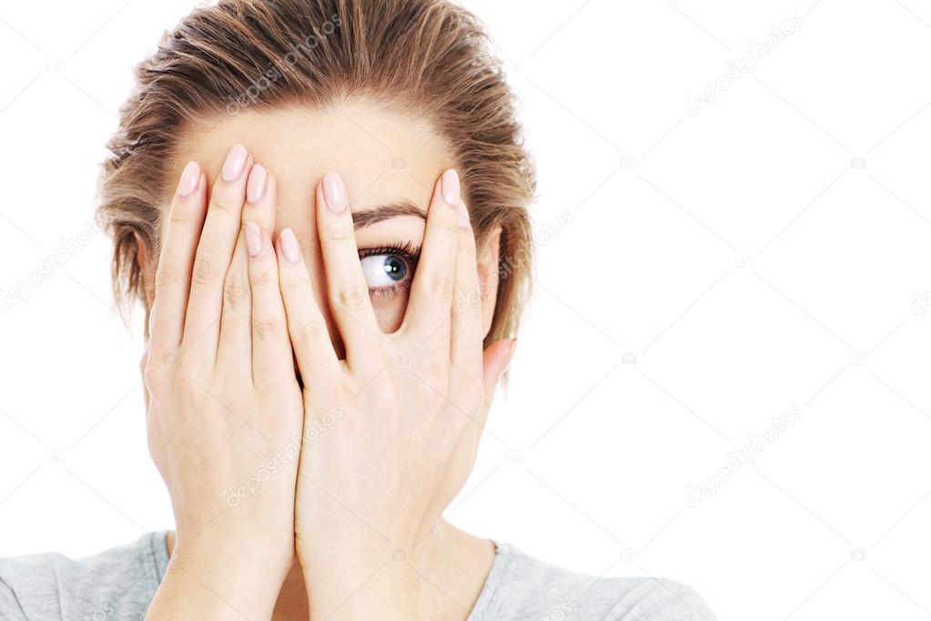 Scared Face Of Women On White Background Stock Photo, Picture and