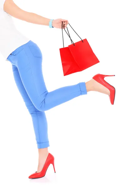 Donna gambe e shopping — Foto Stock