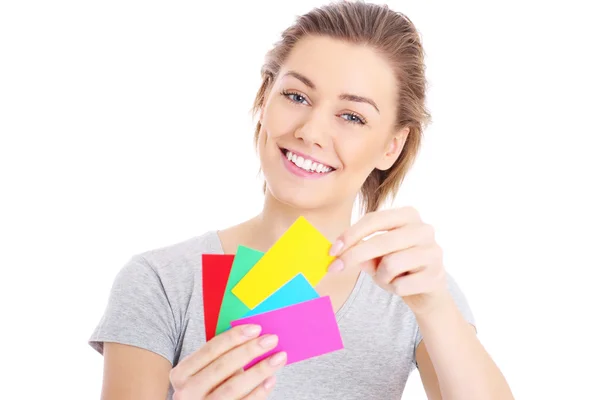 Woman choosing colours — Stock Photo, Image